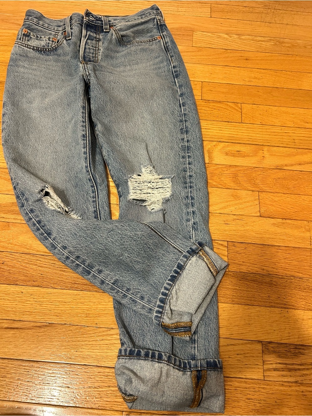 Levi’s 501 Original Distressed Light Blue Jeans